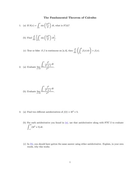 Fundamental Theorem Of Calculus Practice The Fundamental Theorem Of Calculus A Ifs X ∫x 3