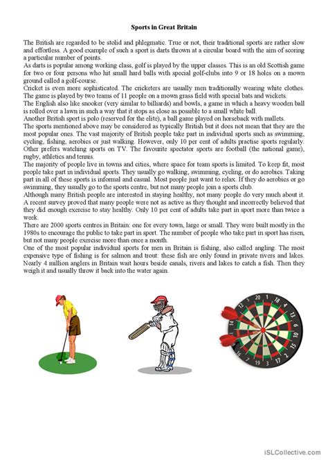 Sports In Great Britain English Esl Worksheets Pdf Doc