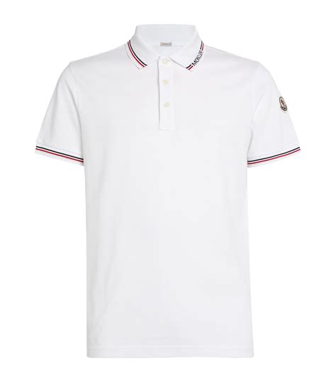 Mens Moncler White Tricolour Trim Polo Shirt Harrods Uk