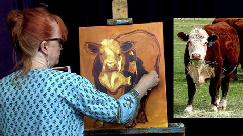 Art Instruction How To Paint An Impressionistic Cow Youtube