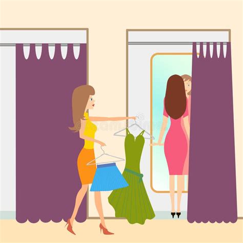 Two Girls In A Fitting Room Stock Vector Image 30260674