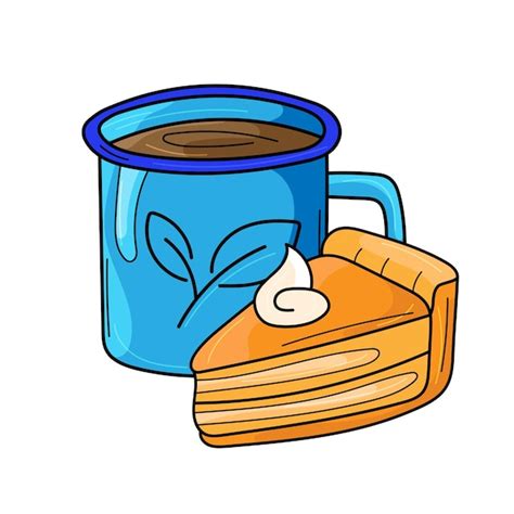 Premium Vector Hot Tea In A Cup And Pumpkin Pie Cartoon Vector Illustration Isolated On White