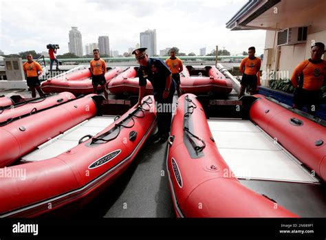 Philippine Coast Guard Chief Rear Adm Rodolfo Isorena Checks Newly