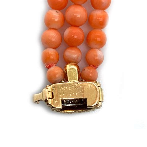 Van Cleef And Arpels Karat Yellow Gold Diamond And Coral Bead