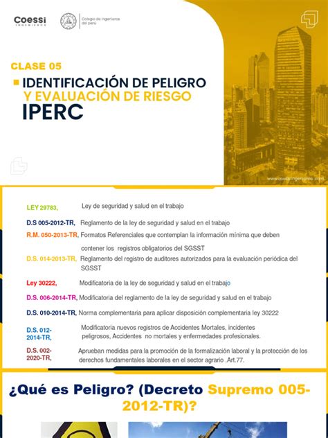 Clase 05 Identificación De Peligro Y Evaluación De Riesgoiperc Pdf Riesgo Seguridad Y