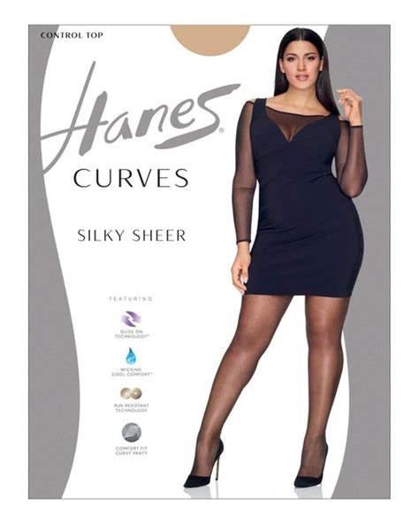 Hanes Cotton Curves Plus Size Silky Sheer Control Top Pantyhose In Nude Natural Save 25 Lyst