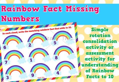 Rainbow Facts Missing Number Sheets Fun Math Games For School