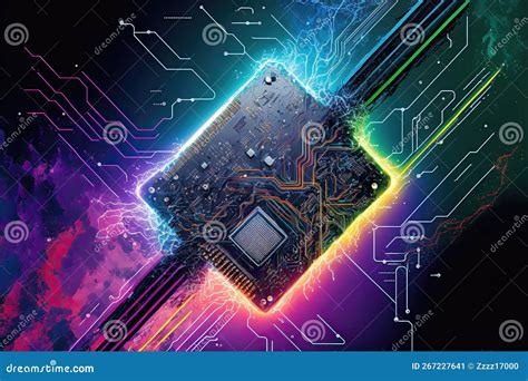 Futuristic Circuitry Abstract Computer Motherboard And Processor With