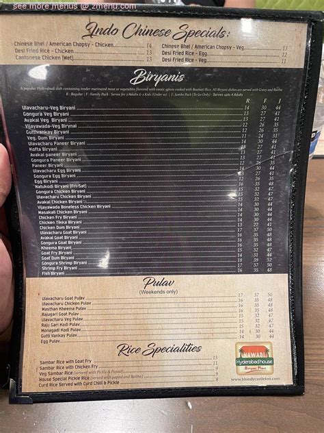 Menu At Hyderabad House Desserts Indianapolis Castleton Corner Dr