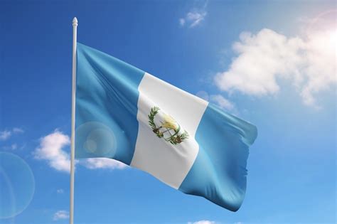 Premium Photo Flag Of Guatemala On Blue Sky D Illustration