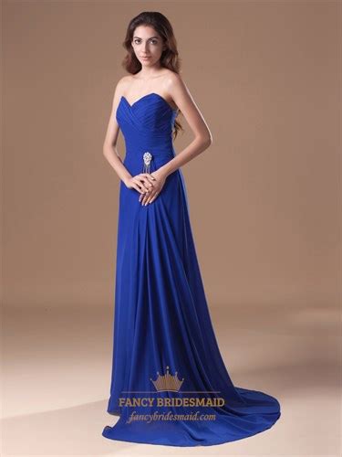 One Shoulder Chiffon Bridesmaid Dress Royal Blue Chiffon Formal Dress