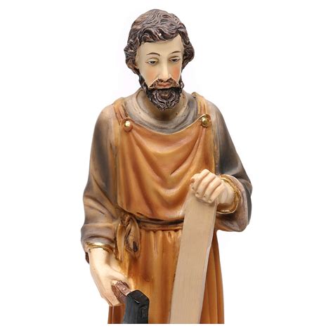Saint Joseph The Carpenter 23 Cm In Colored Resin Online Sales On