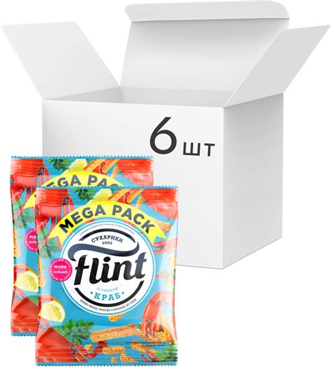 Упаковка сухариков Flint со вкусом краба 110 г х 6 шт (0.66 кг ...