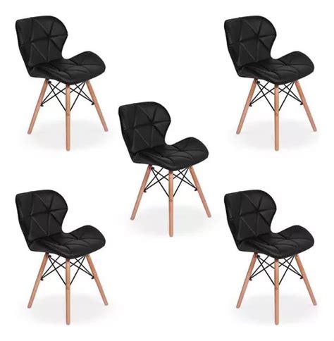 Kit 05 Cadeiras Charles Eames Eiffel Slim Wood Estofada MercadoLivre