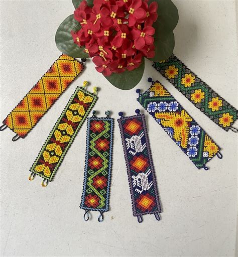 Beaded Huichol Bracelet Unisex Bracelet Beadwork Bracelet Etsy