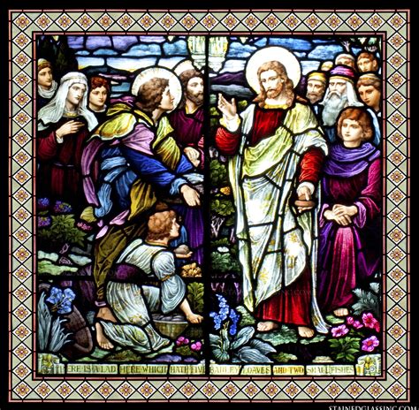 "Miracle of the Loaves and Fishes" Religious Stained Glass Window