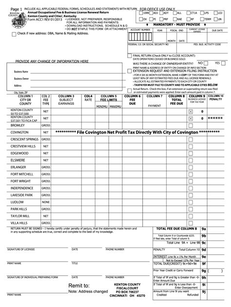 Kenton County Annual Occupational Form Fill Out And Sign Printable - CountyForms.com