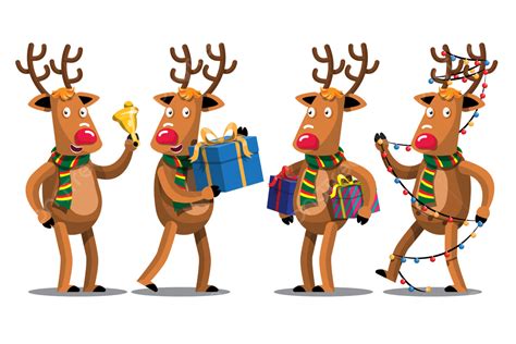 Christmas Character Set Vector Png Images Reindeer Sets Christmas