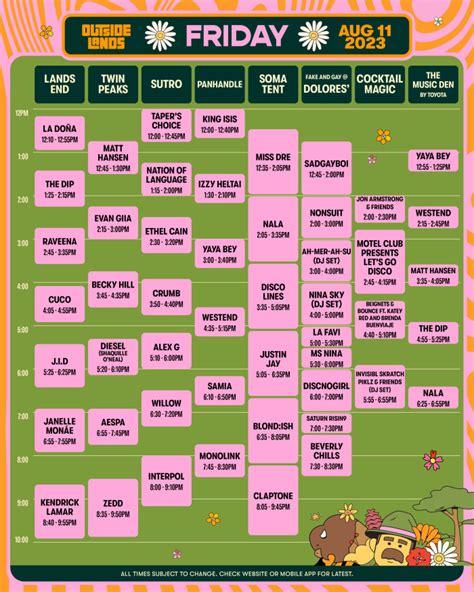 Outsidelands Schedule Qld Tabbi Suzann