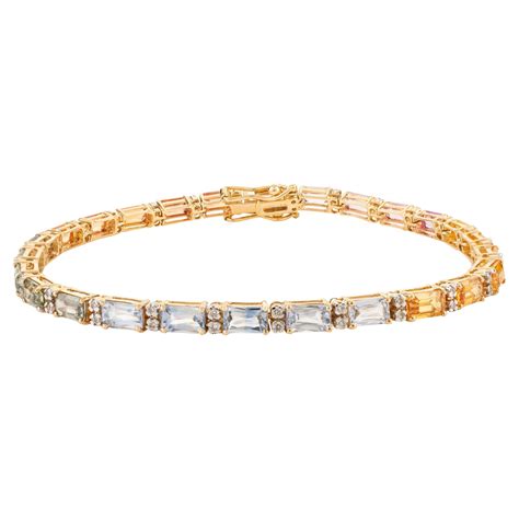 Gorgeous Multi Color Sapphire Tennis Bracelet 18 Karat For Sale At 1stdibs