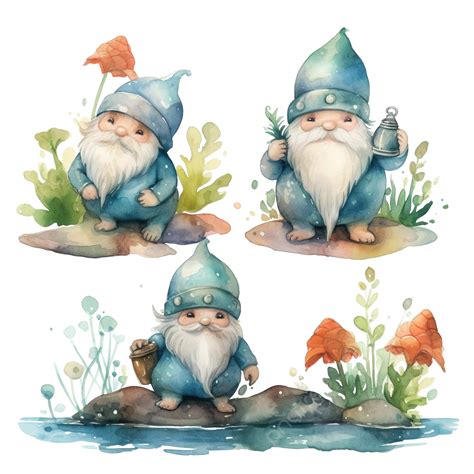 Gnomos Bucear Acuarela Clipart Png Acuarela Gnomos Playa Png Imagen