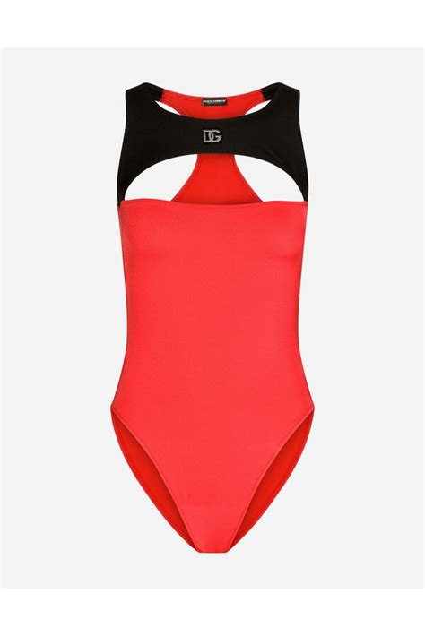 Dolce And Gabbana Two Tone Racer Style One Piece Swimsuit Editorialist