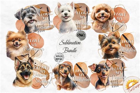 I love my Dog Breed Watercolor Sublimation Bundle PNG