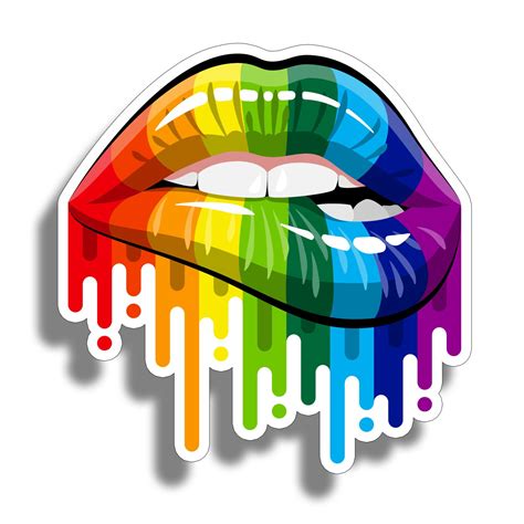 Rainbow Lips Sticker Gay Pride Love Lgbt Sexy Mouth Cup Cooler Etsy