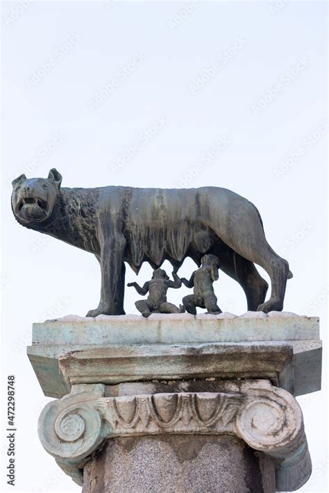 Capitoline Wolf Bronze Statue Of She Wolf Suckling The Mythical Twin