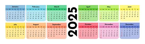 Calendario Para 2025 Aislado Sobre Un Fondo Blanco Vector Premium