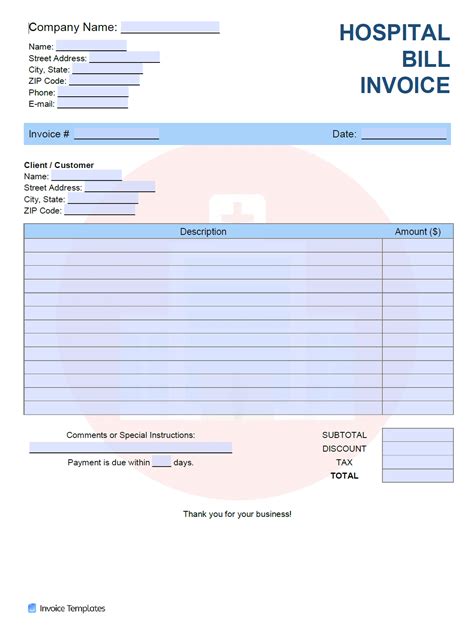 Hospital Bill Template Free Printable Templates