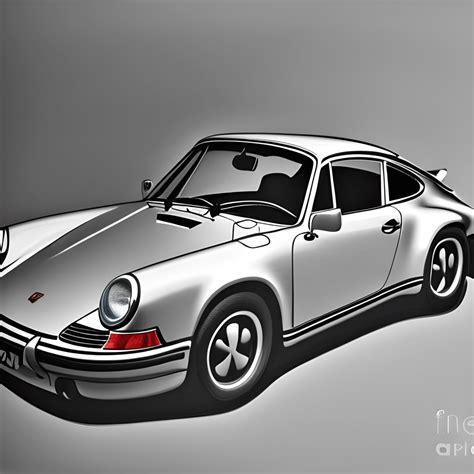 Porsche 911 Detailed Photo Realistic Drawing · Creative Fabrica