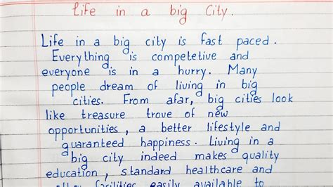 Write A Short Essay On Life In A Big Cities Essay Writing English