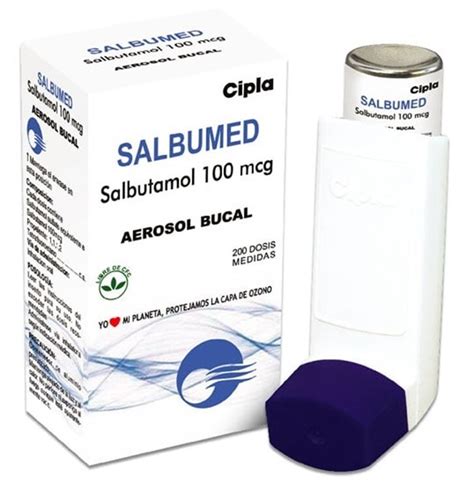 Medicamentos Salbutamol Salbumed 100 Mcg Inhalador X 200 Dosis Cipla