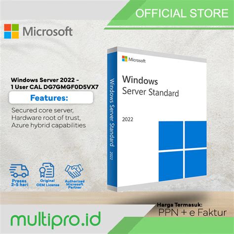 Promo Microsoft Windows Server 2022 1 User CAL DG7GMGF0D5VX Cicil 0