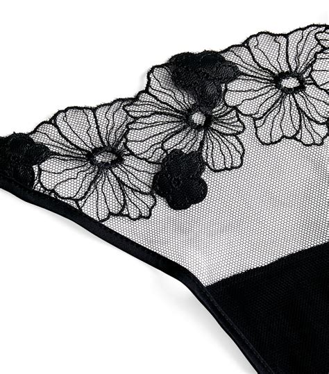 Womens Kiki De Montparnasse Black Embroidered Violet Thong Harrods Uk