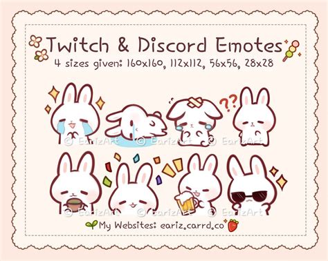 Twitch Discord Emotes Pack 8 Cute White Bunny Emotes Artofit