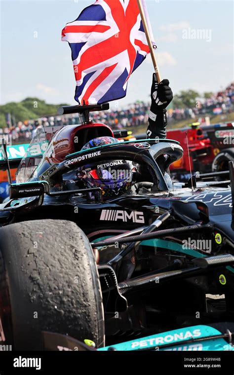 Race Winner Lewis Hamilton Gbr Mercedes Amg F1 W12 Celebrates In Parc Ferme 18 07 2021