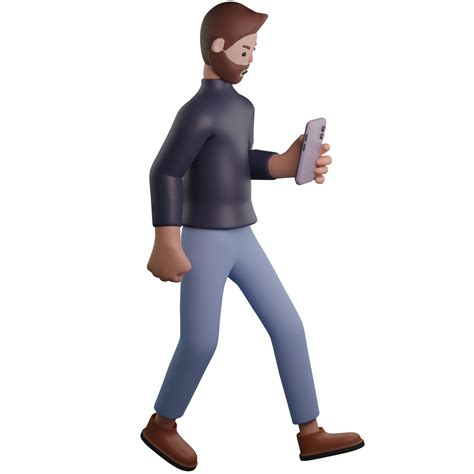 Man Walk Using Mobile 3d 20048883 Png