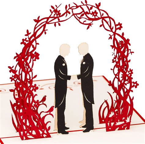 Carte De Mariage 3d Pop Up Pour Couple 2 Hommes 3d Faite à La Main