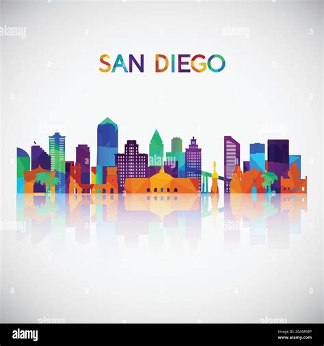 San Diego skyline silhouette in colorful geometric style. Symbol for ...