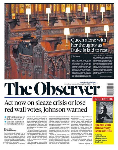 Observer Front Page 18th Of April 2021 Tomorrow S Papers Today