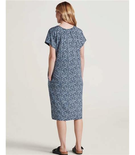 Navy Marlee Lenzing Ecovero Printed Shift Dress WoolOvers UK