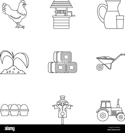 Agriculture Icons Set Outline Style Stock Vector Image And Art Alamy