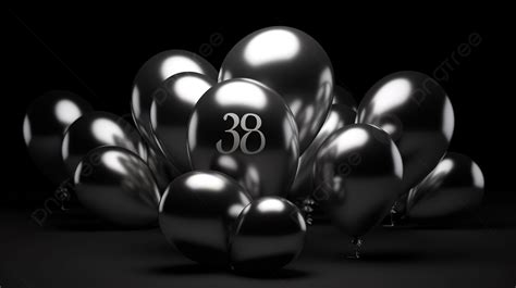 Metal Balloons Flying Into The Air With Number 38 In Background, 3d ...