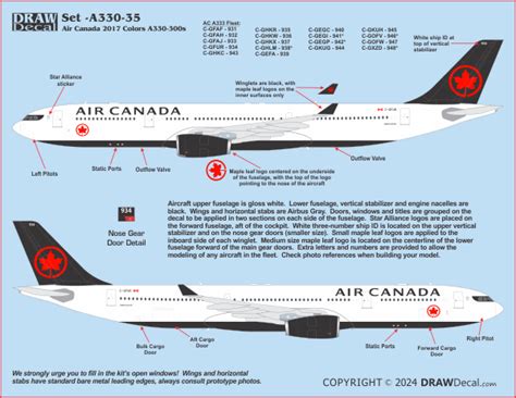 Air Canada A330-300s 2017 Scheme – DRAW Decal