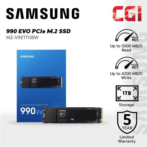 Samsung 1tb 990 Evo Pcie 4 0 X4 5 0 X2 Nvme M 2 Ssd Mz V9e1t0bw