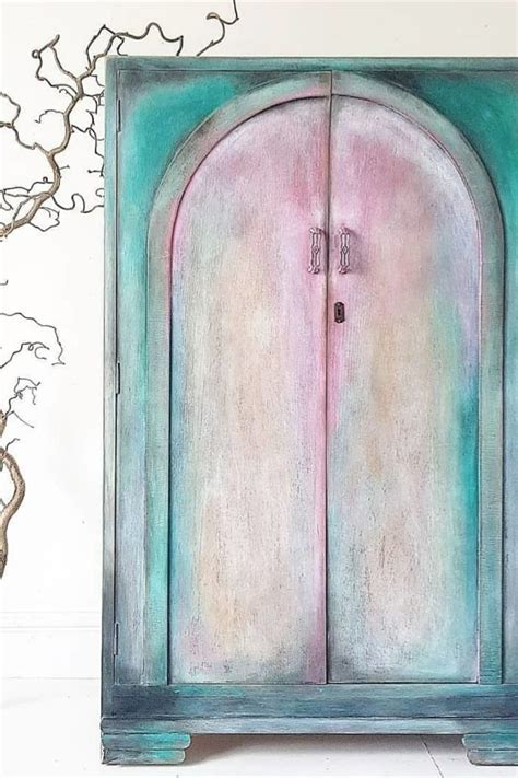 Blue And Pink Ombre Watercolour Wardrobe Chloe Kempster Upcycled