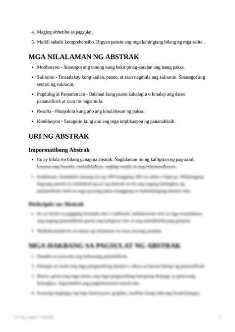 Solution Filipino Uri Ng Lagom Abstrak Studypool