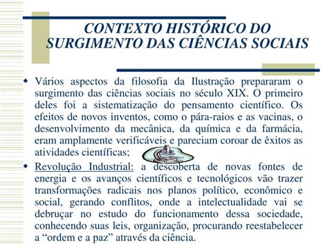 Ppt Contexto Hist Rico Do Surgimento Das Ci Ncias Sociais Powerpoint